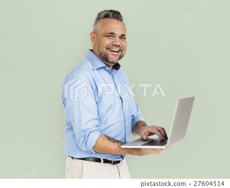 Cheerful Man Technology Gadget Concept 27604514