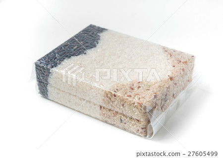 three rice in a plastic vacuum bag 27605499