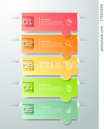 Abstract 3d infographic 5 options,   27605849