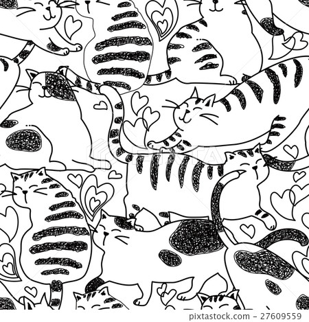 Cat's harem / seamless pattern 27609559