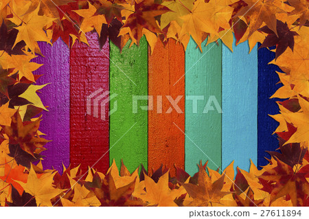 maple leaves and multicolored background 27611894