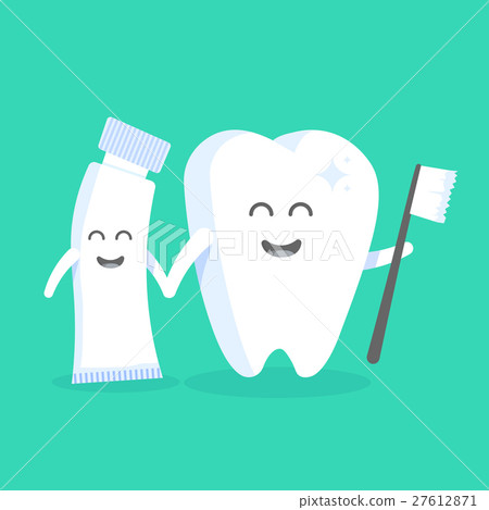 Cute cartoon tooth character with face Cute cartoon tooth character with face 27612871