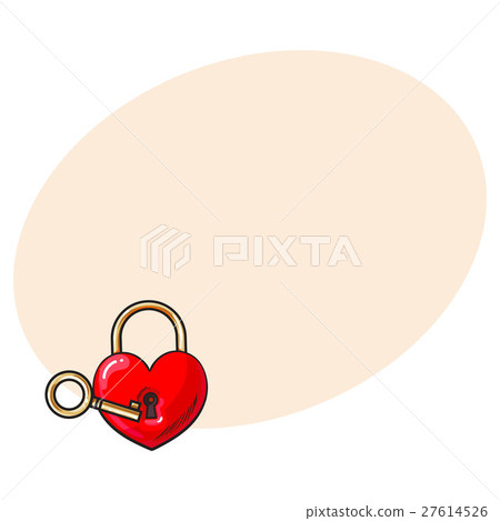 Heart shaped padlock and key for love lock unity Heart shaped padlock and key for love lock unity 27614526