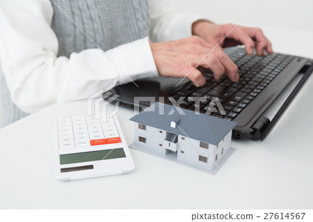 Senior and building apartment apartment nursing home white back 27614567