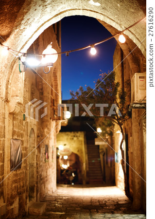 Old town Jaffa street in the evening. 27616290