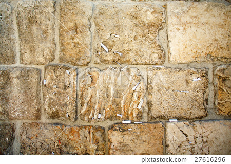 Close-up of notes to God in the Western Wall Close-up of notes to God in the Western Wall 27616296