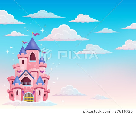 Pink castle in clouds theme 1 27616726