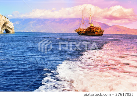 sailing boat on the water surface of sea 27617025