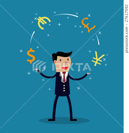 Businessman juggle with different currency 27617092
