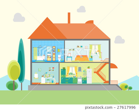 House in Cut View. Vector 27617996
