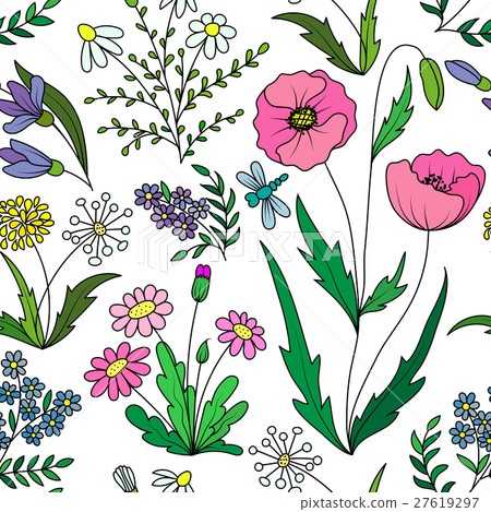 Beautiful vintage seamless pattern with colorful 27619297