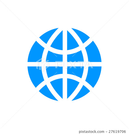 World globe simple blue icon on white World globe simple blue icon on white 27619706