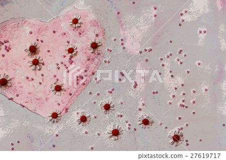Heart and daisies, painted with watercolors, led Heart and daisies, painted with watercolors, led 27619717
