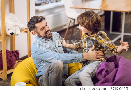 Portrait of father and his teenager son having fun 27620495