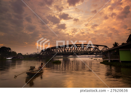 Railway Bridge with Train in Motion 27620636