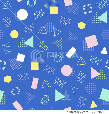 Retro memphis geometric line shapes seamless 27620709