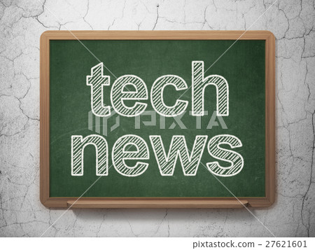 News concept: Tech News on chalkboard background 27621601