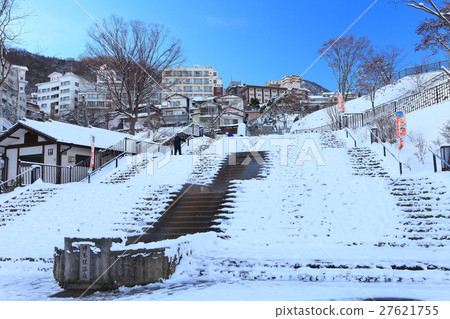 Ikaho Onsen Winter scene of stone stairway (entrance) 27621755