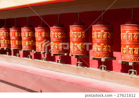 Buddhist prayer wheels, Nepal. 27621812