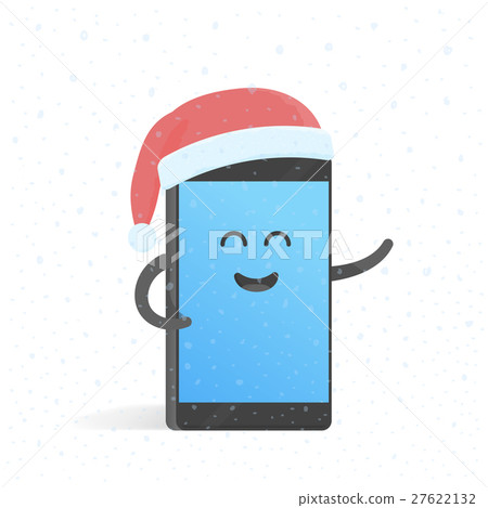 Smartphone New Year concert in Santa hat. Smartphone New Year concert in Santa hat. 27622132