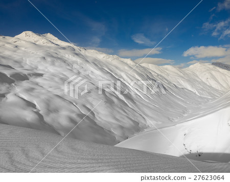 Winter mountains, snow valley in Italian Alps Winter mountains, snow valley in Italian Alps 27623064