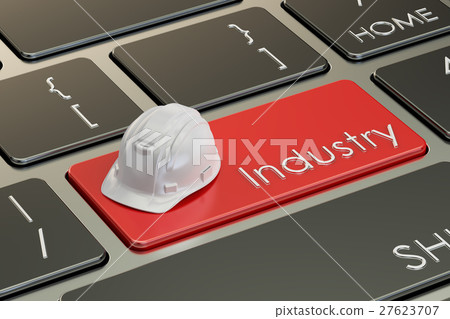 Industry concept on keyboard button, 3D rendering 27623707