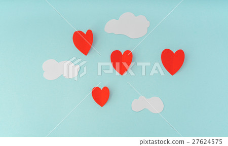 Paper cut of Heart Hot air balloons for Valentine's Day celebration . Paper cut of Heart Hot air balloons for Valentine's Day celebration . 27624575