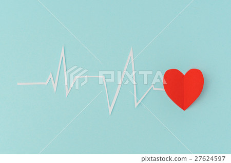 Paper cut of cardiogram of heart rhythm for Valentines Day . 27624597