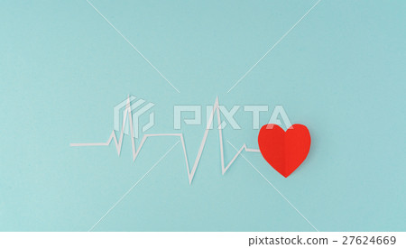 Paper cut of cardiogram of heart rhythm for Valentines Day . 27624669