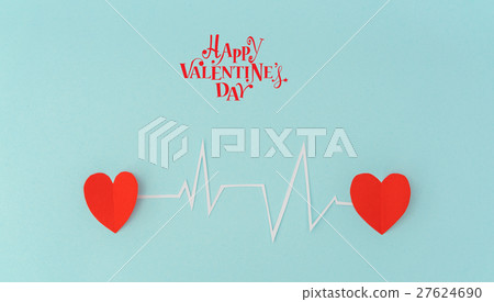 Paper cut of cardiogram of heart rhythm for Valentines Day . 27624690