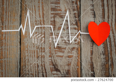 Paper cut of cardiogram of heart rhythm for Valentines Day . 27624700