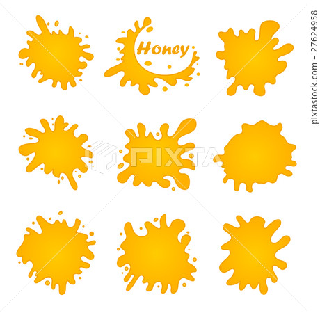 Honey splash set of labels. Splashes and drops Honey splash set of labels. Splashes and drops 27624958