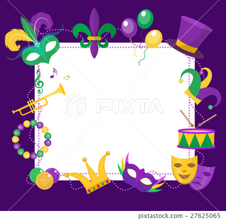 Mardi Gras frame template with space for text 27625065