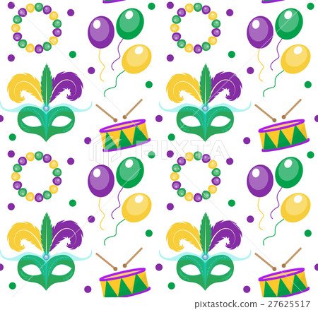 Mardi Gras Carnival seamless pattern with mask Mardi Gras Carnival seamless pattern with mask 27625517