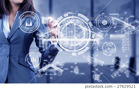 Businesswoman draw diagrams Businesswoman draw diagrams 27629521