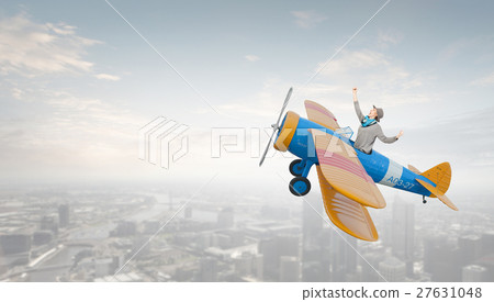 Woman in drawn airplane 27631048