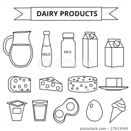 Dairy products icon set. Modern, line, outline 27633048