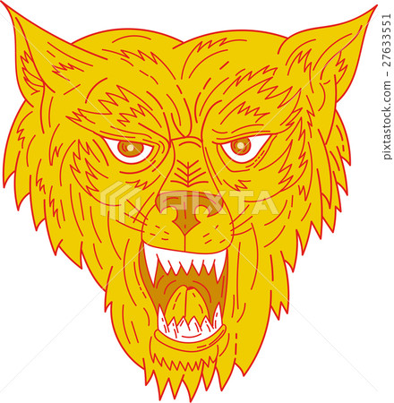 Angry Wolf Head Mono Line 27633551
