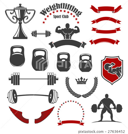 Weightlifting sport club isolated icons for emblem 27636452