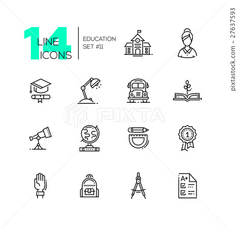 School and Education - line icons set - Stock Illustration [27637593 ...