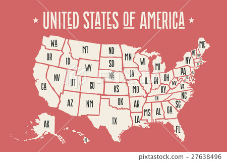 Poster map United States of America with state 27638496