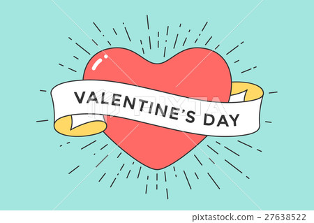 Old ribbon with message Valentine Day and red 27638522