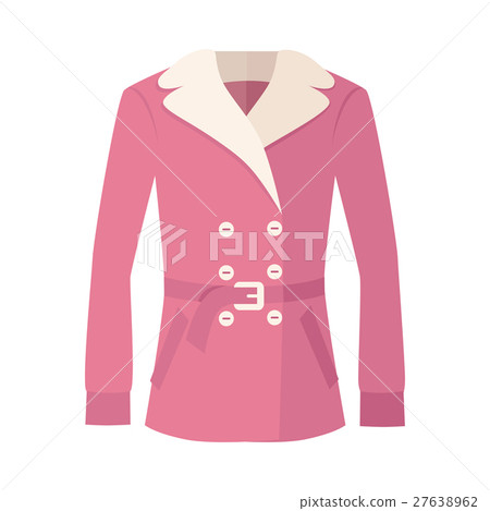 Women Double-Breasted Fur Jacket Isolated on White 27638962