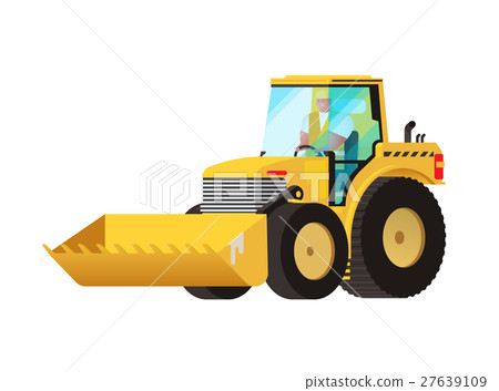 Yellow tractor. Agricultural transport.  27639109