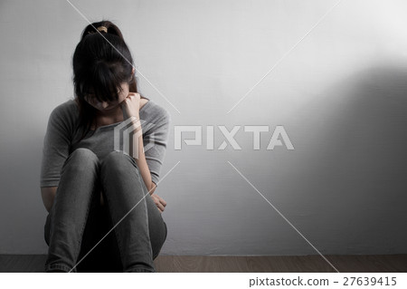 depression woman sit on floor depression woman sit on floor 27639415