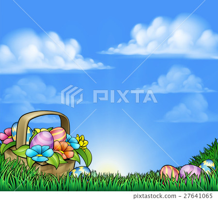Easter Eggs Basket Background 27641065