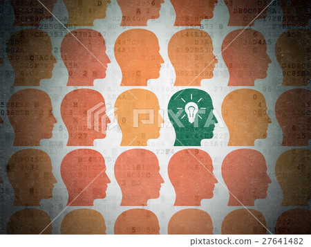 Finance concept: head with light bulb icon on Finance concept: head with light bulb icon on 27641482
