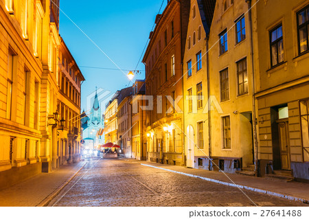 Riga Latvia. White Tower With Pyramidal Spire Of 27641488