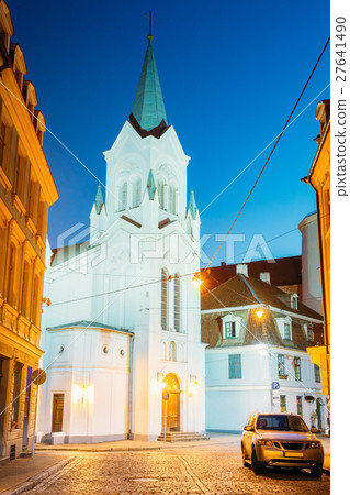 Riga Latvia. White Tower With Pyramidal Spire Of Riga Latvia. White Tower With Pyramidal Spire Of 27641490