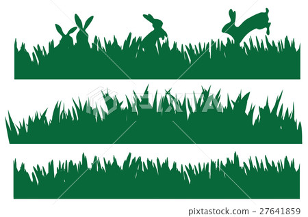 Vector rabbits in green grass silhouettes. Vector rabbits in green grass silhouettes. 27641859